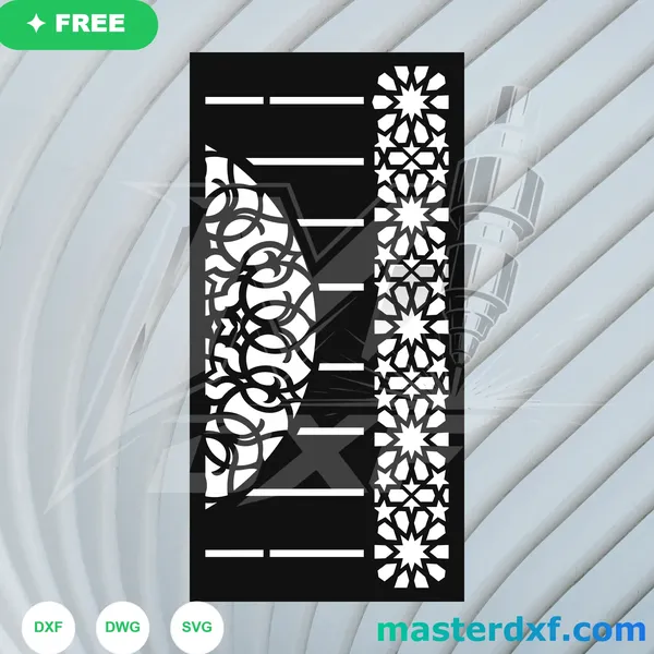Floral Medallion & Star Border Panel Free DXF DXF File